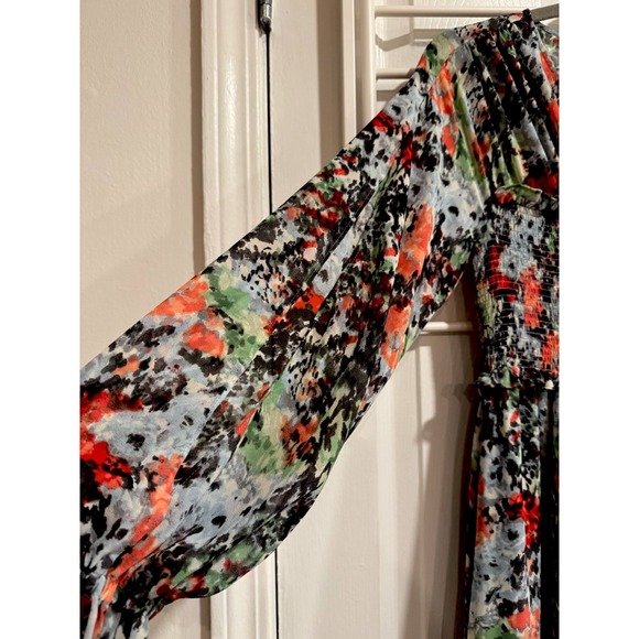 Cinq A Sept Leigh Floral Print Ruffle Dress Size 4 Blue Spring Wedding Boho - Picture 3 of 10